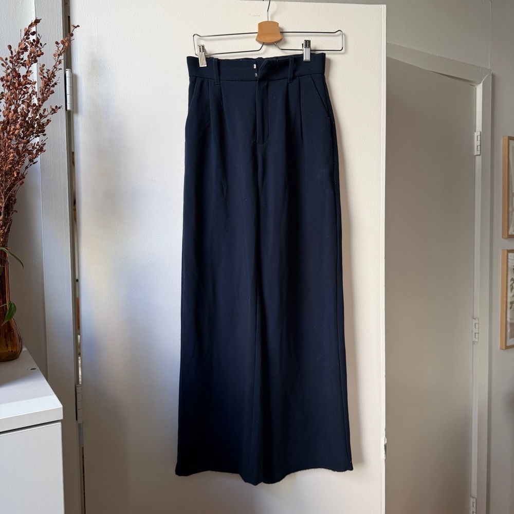 Abercrombie & Fitch Navy Wide-Leg Trousers